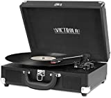Victrola Vintage 3-Speed Bluetooth Portable Suitcase Record Player with Built-in Speakers | Upgraded Turntable Audio Sound| Includes Extra Stylus | Black, Model Number: VSC-550BT-BK