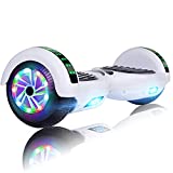 UNI-SUN Hoverboard for Kids, 6.5" Two Wheel Self Balancing Hoverboards with Bluetooth and Lights, White Hover Board