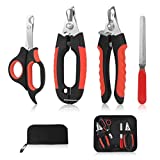Dog Nail Clippers Trimmer Set of Penzance - Quick Safety Guard to Avoid Over-Cutting, Stainless Steel Razor Sharp Blades, Sturdy Non-Slip Handles, Storage Bag and Nail File, Professional Pet Grooming