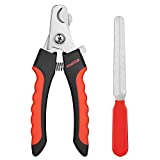 HAWATOUR Dog Nail Clippers, Professional Pet Nail Clipper & Trimmers with Safety Guard to Avoid Over Cutting, Grooming Razor with Nail File for Cat Small Medium Large Dog, Red