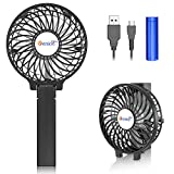 VersionTECH. Mini Handheld Fan, USB Desk Fan, Small Personal Portable Table Fan with USB Rechargeable Battery Operated Cooling Folding Electric Fan for Travel Office Room Household Black