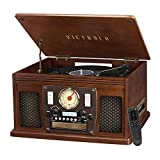 Victrola 8-in-1 Bluetooth Record Player & Multimedia Center, Built-in Stereo Speakers - Turntable, Wireless Music Streaming | Espresso