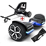 GYROOR T581 Hoverboard 6.5" Off Road All Terrain Hoverboards with Bluetooth Speaker&LED Lights Two-Wheel Self Balancing Hoverboard with Kart Seat Attachment UL2272 Certified for Kids & Adults(Blue)